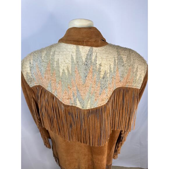 Vintage PIONEER WEAR 70s Suede Fringe Jacket made in USA size medium to large - Picture 7 of 16